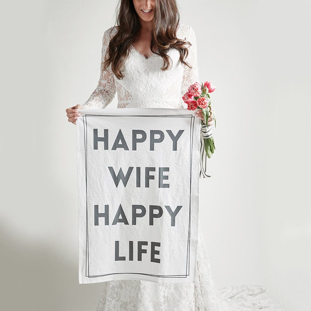 Tea Towel "Happy Wife Happy Life"